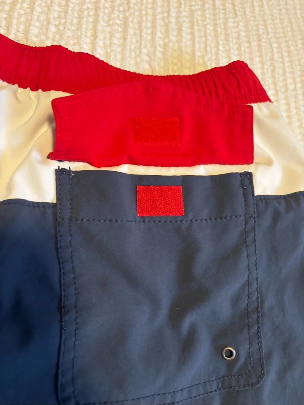 Abercrombie & Fitch men tri-color colorblocked swim trunk size Large